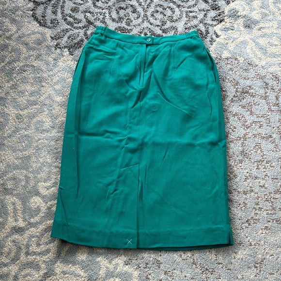 Vintage Morgan Miller Wool Blazer Skirt Suit Set Green 14 - Picture 13 of 13